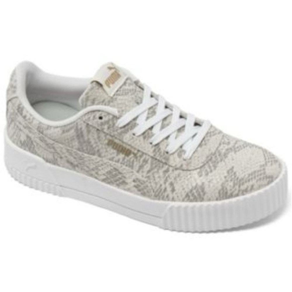 Puma Carina Snakeskin Lux Cream and gray sneakers sz 7